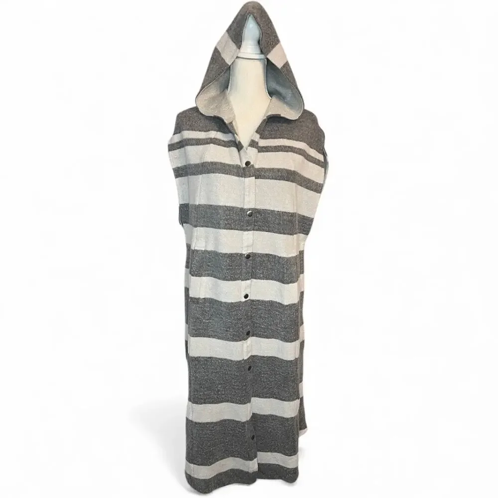 Soft Surroundings Glacier Canyon Excalibur gray Stripe Poncho vest scandi girl - Picture 2 of 9